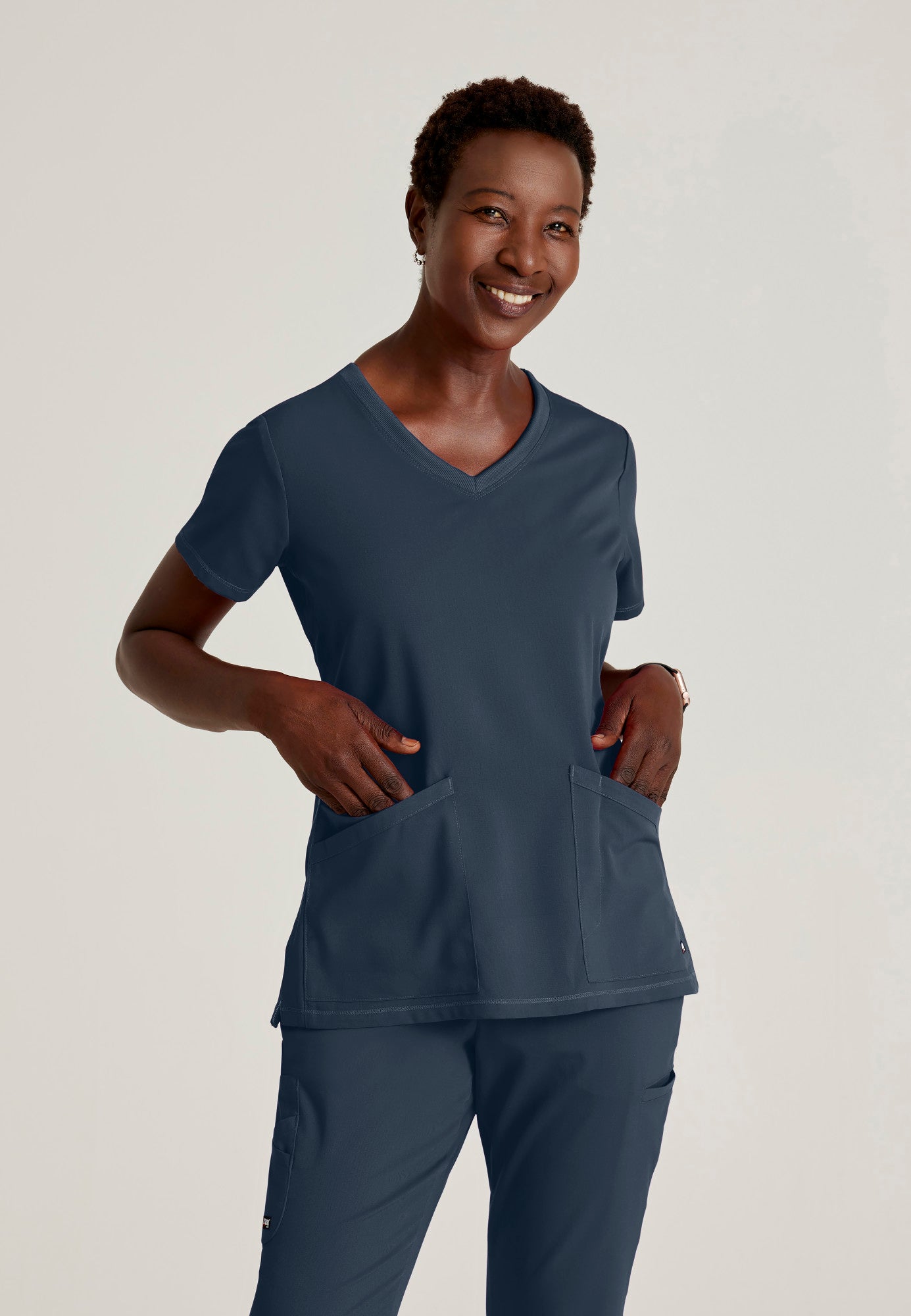 Serena Top - Steel - Jen's Scrubs